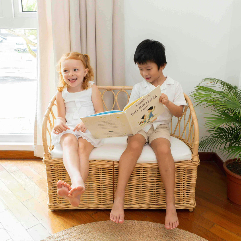 Handcrafted - Callie Kids' Storage Couch - Rattan Wicker