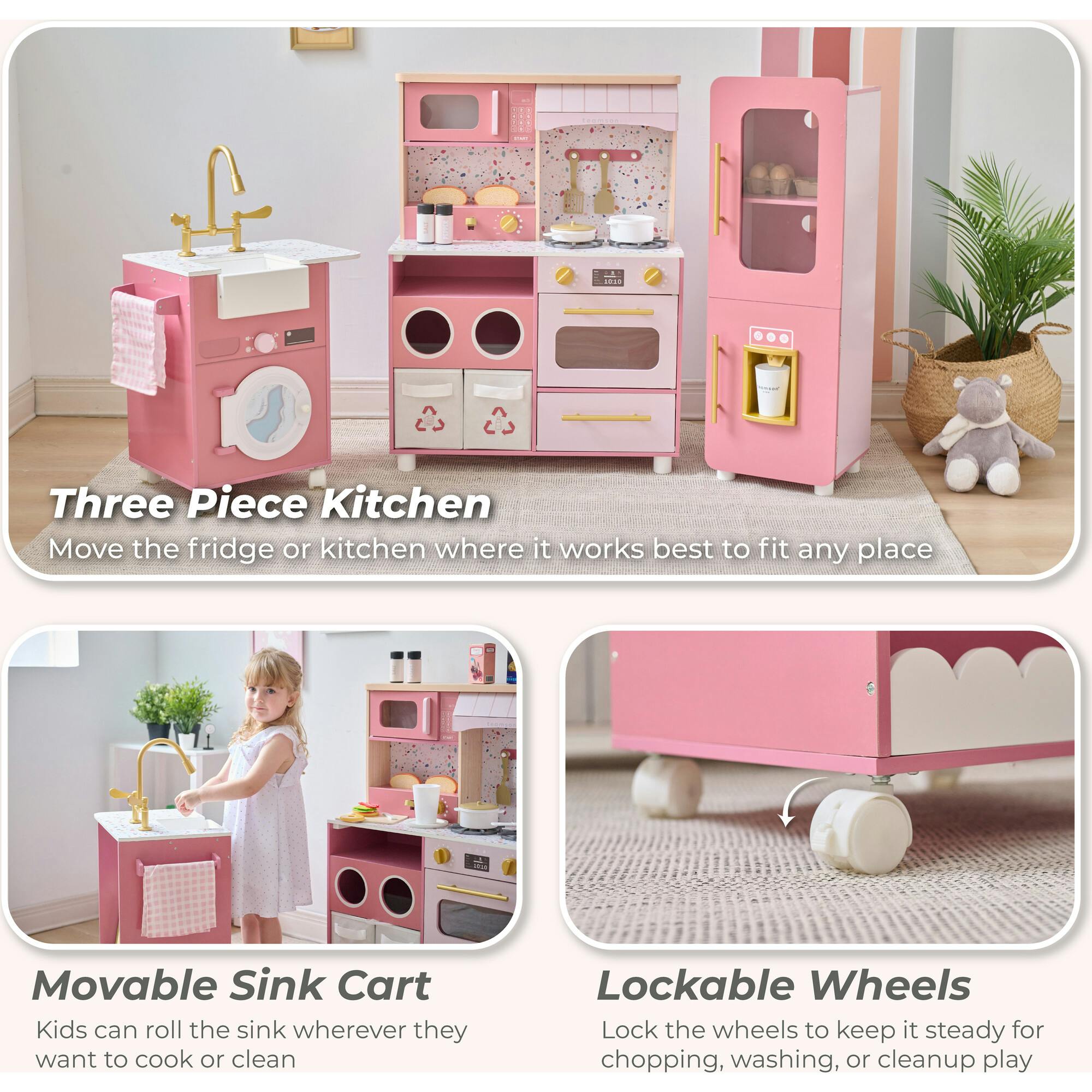 Teamson Kids Little Chef Savannah Wooden Play Kitchen With 21 Accessories