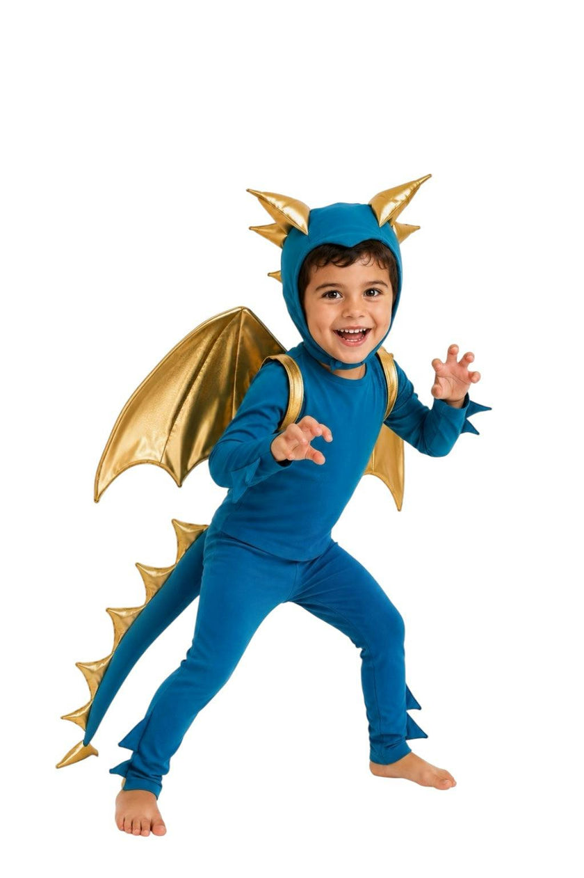 Jade Blue and Gold Dragon Costume