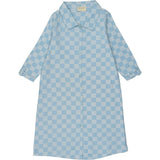 Denim Check Rolled Cuff Short Sleeve Shirt Dress