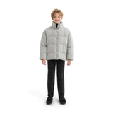 Gray Puffer Jacket with High Collar