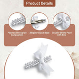 Halo Luxe Molly Double Strand Pearl Grosgrain Bow Clip - White