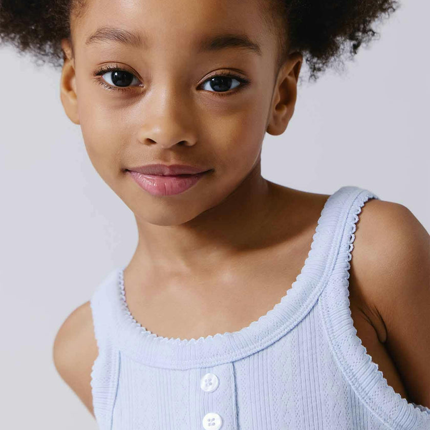 Girls Pointelle Tank in Cloud Blue