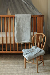 Dusty Blue Solids + Gingham QUILTED 6 Layer Gauze Blanket