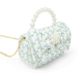 Girls Tweed Jumbo Pearl Bow Handbag