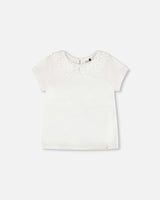 T-Shirt With Crochet Peter Pan Collar