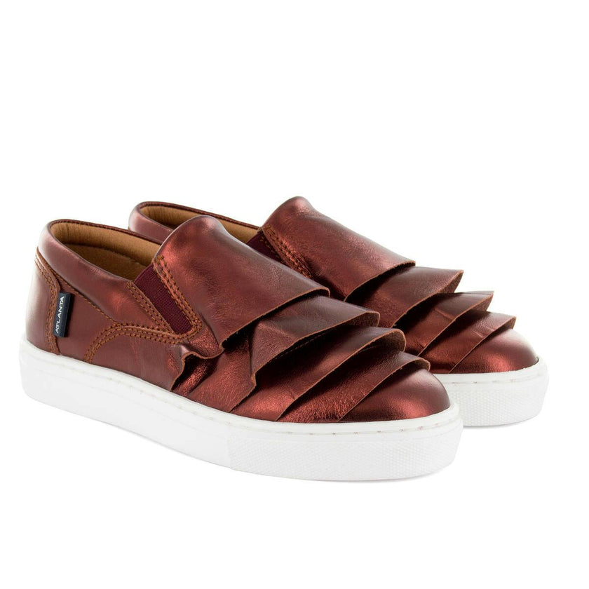 Metallic Leather Slip On Sneaker, Terracota