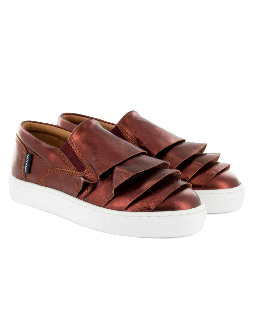 Metallic Leather Slip On Sneaker, Terracota