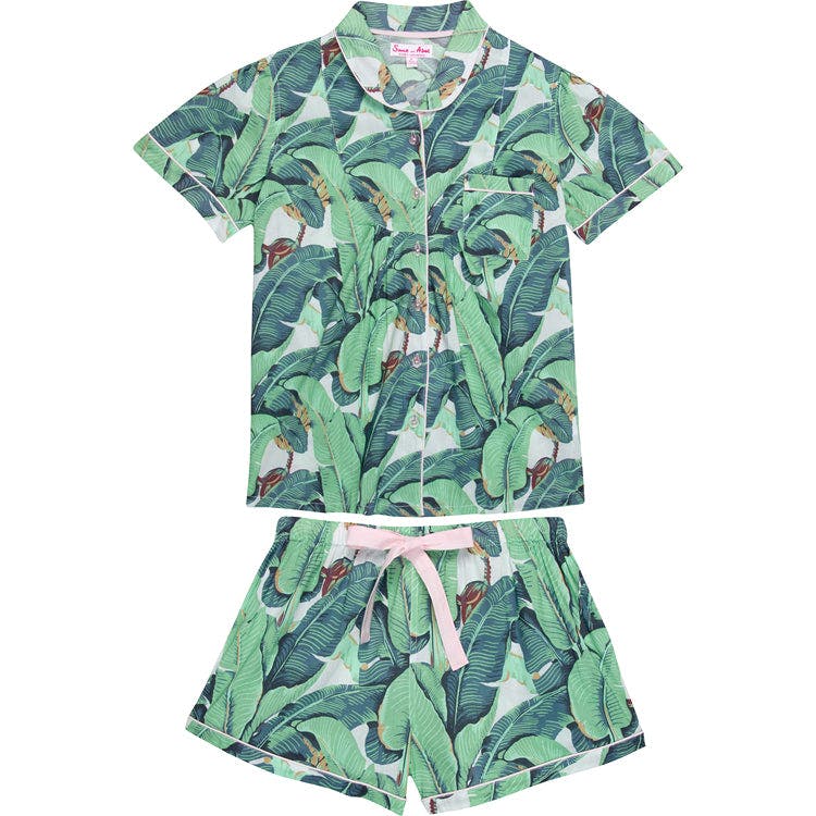 Women's Martinique® Green Banana Leaf Short PJ Set - Organic Cotton Poplin