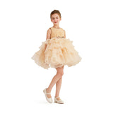 Cream Cliffara Floral Ruffle Occasion Dress