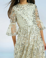 Tabitha Sequin Maxi Dress, Crème