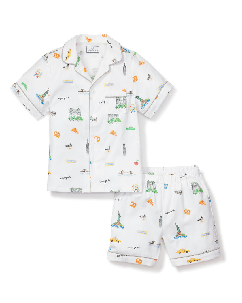 Kid's Twill Pajama Short Set in New York! New York!