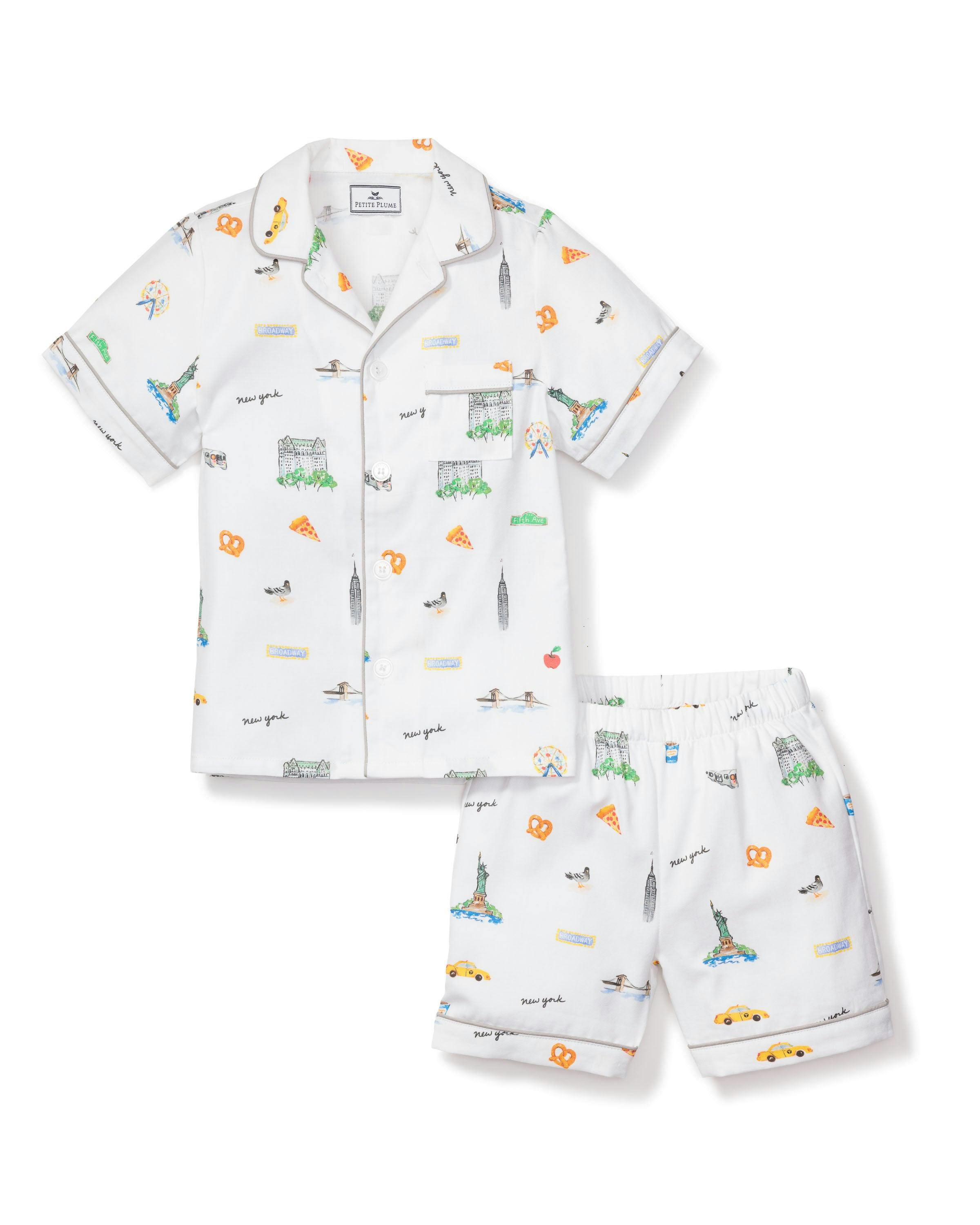 Kid's Twill Pajama Short Set in New York! New York!
