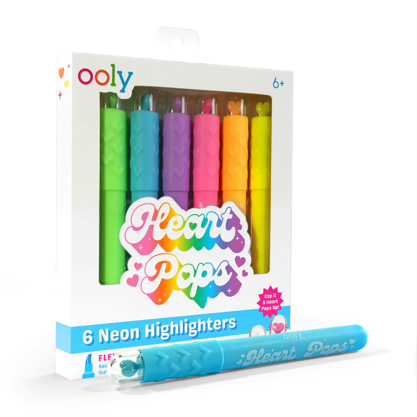 Heart Pops Neon Highlighters - Set of 6