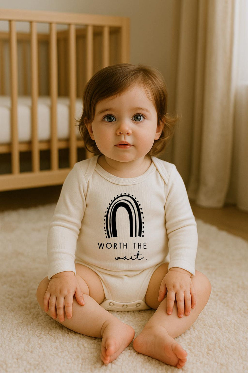 Worth the Wait Rainbow Organic Bodysuit Long Sleeve