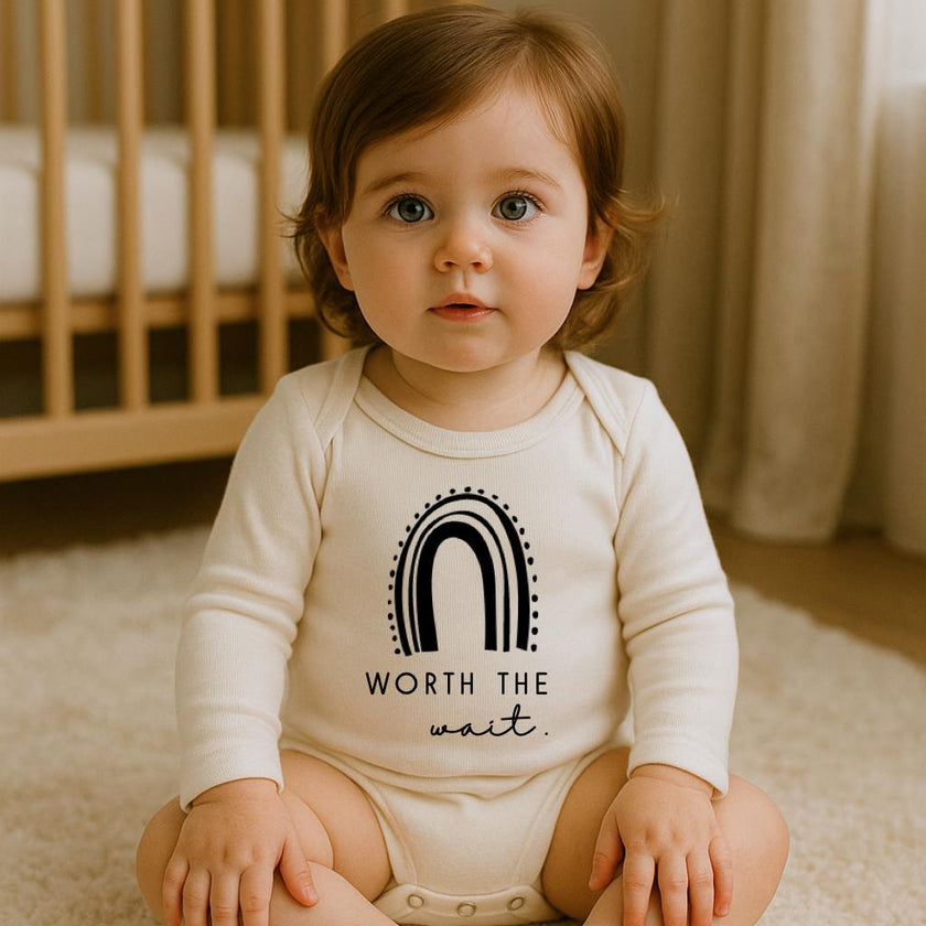 Worth the Wait Rainbow Organic Bodysuit Long Sleeve