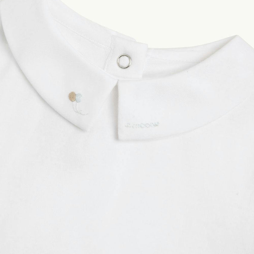 Aubrey Race Car Embroidered Collar Short Sleeve Onesie