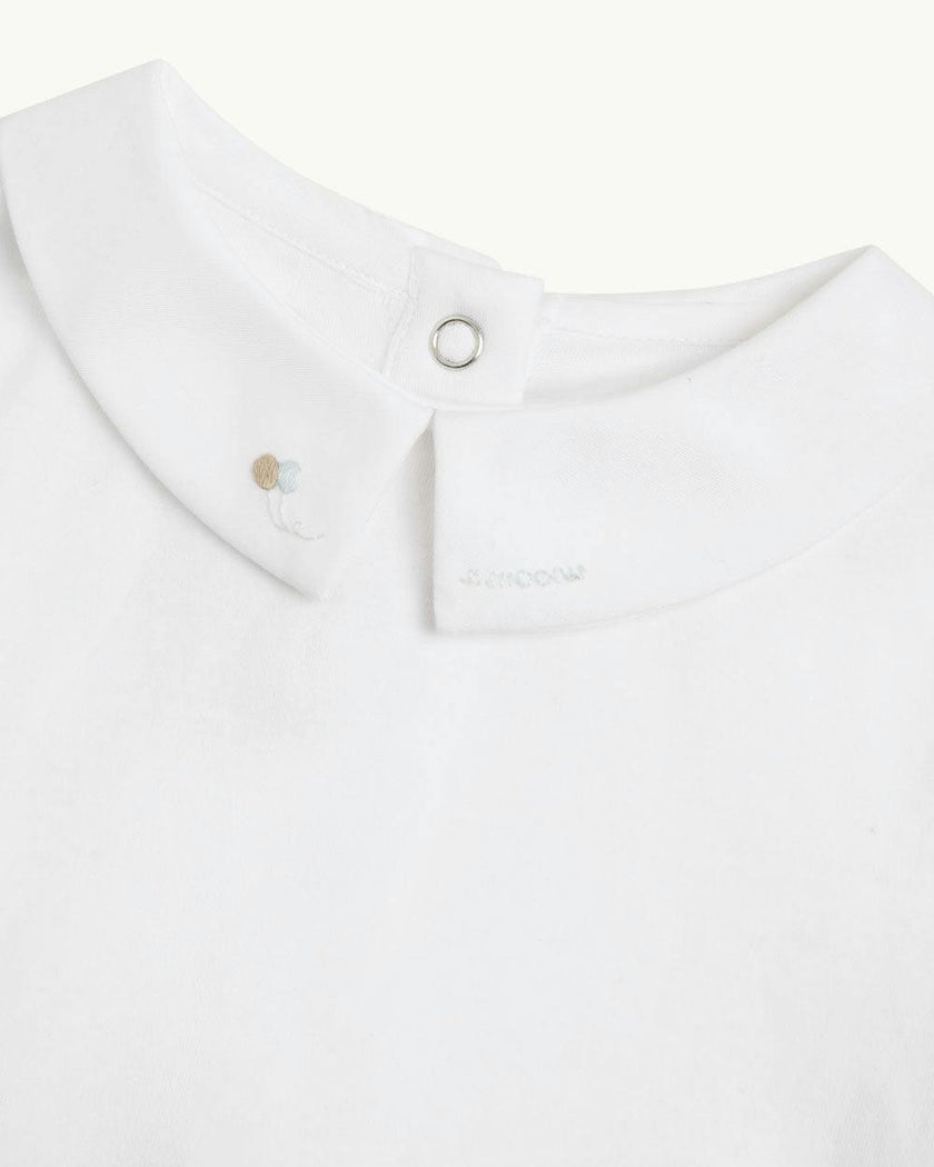 Aubrey Race Car Embroidered Collar Short Sleeve Onesie