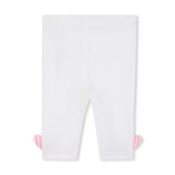 Pink Stripe Ruffle Top & White Leggings Set