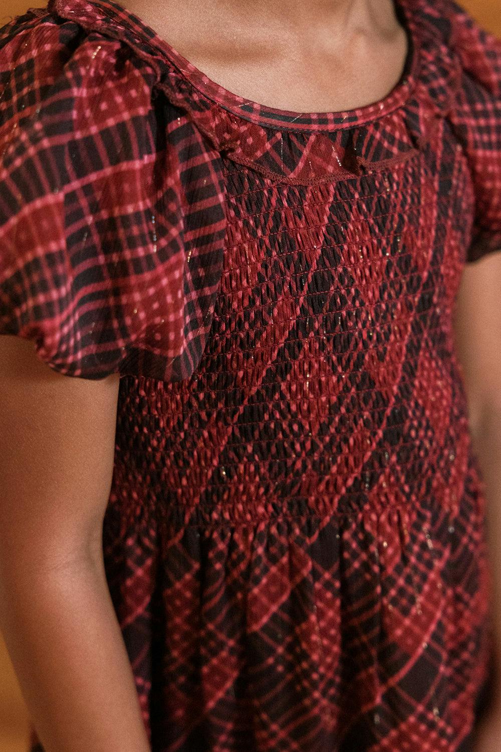 Mini Annalise Dress in Garnet Tinsel Plaid