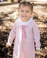 Girls Gingham Dress with Velvet Bow