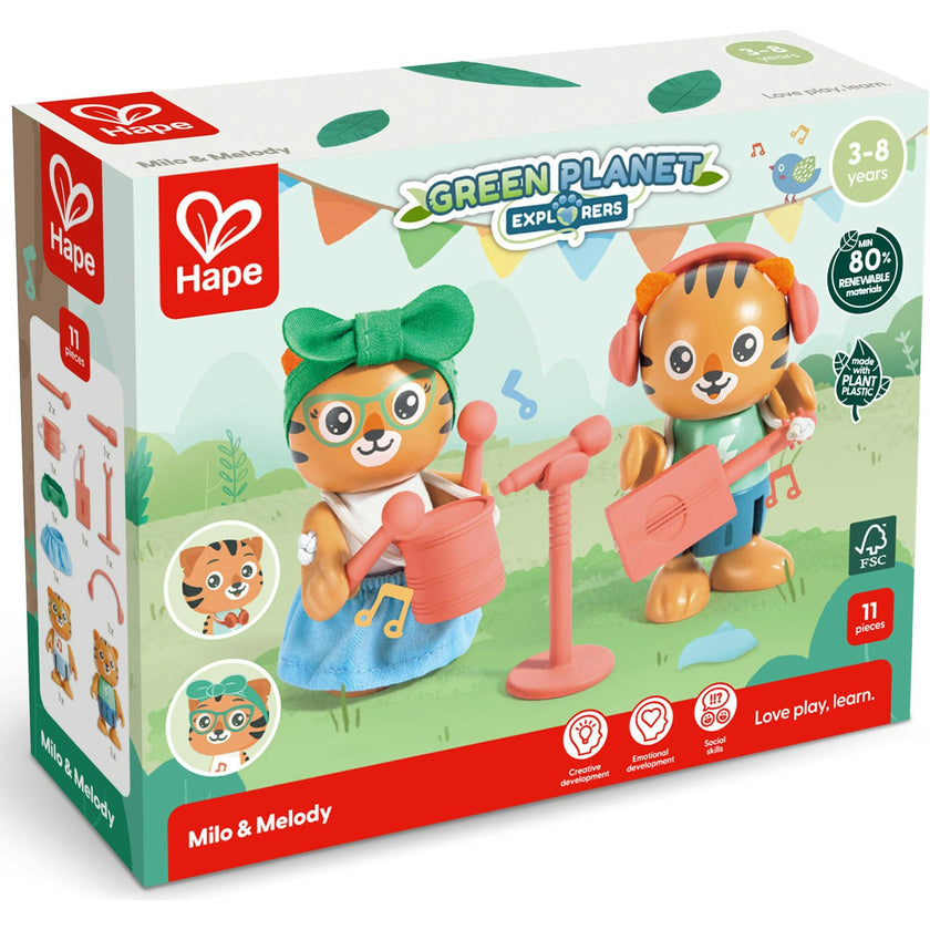 Hape: Milo & Melody Set - 2 Articulated Toy Figurines
