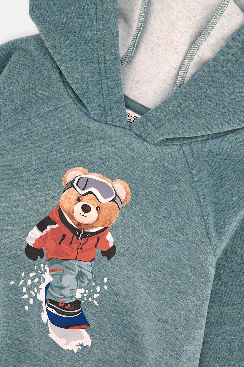 Hoodie With Screenprint Pale Turquoise