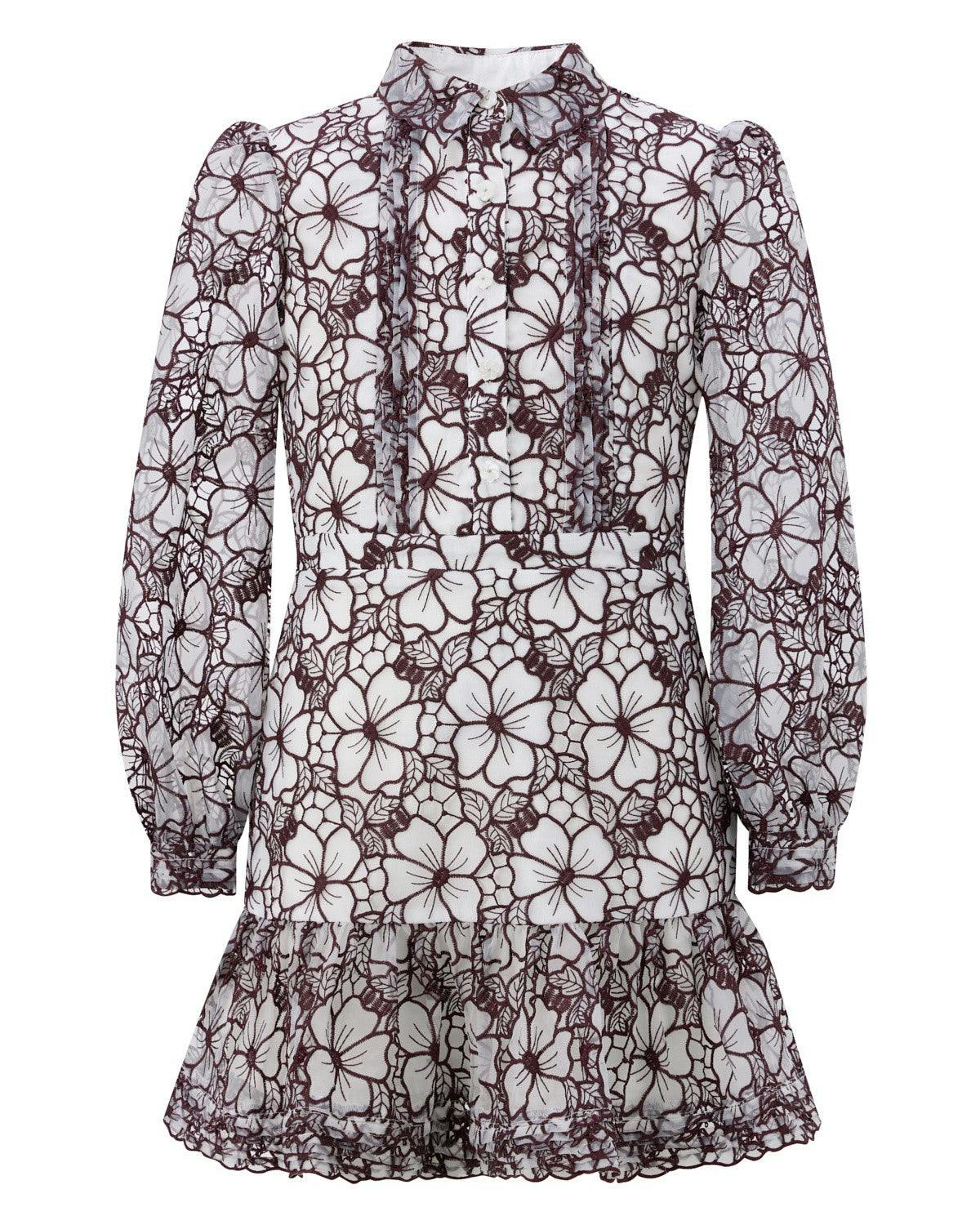 Chelsea Cotton Embroidered Dress, Wine