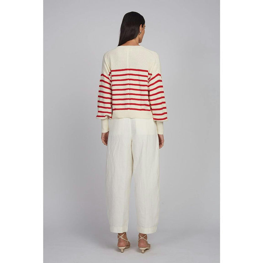 LAYLA STRIPE SWEATER | IVORY + ROSSO