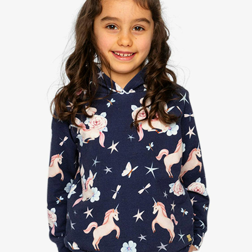 Printed Hoodie Purple Unicorn Print