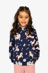 Printed Hoodie Purple Unicorn Print