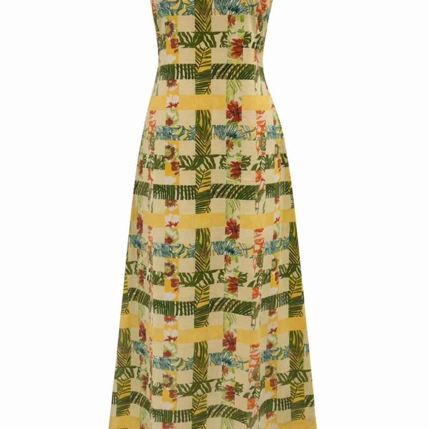 Raleigh Yellow Multi Checkmate Midi Dress