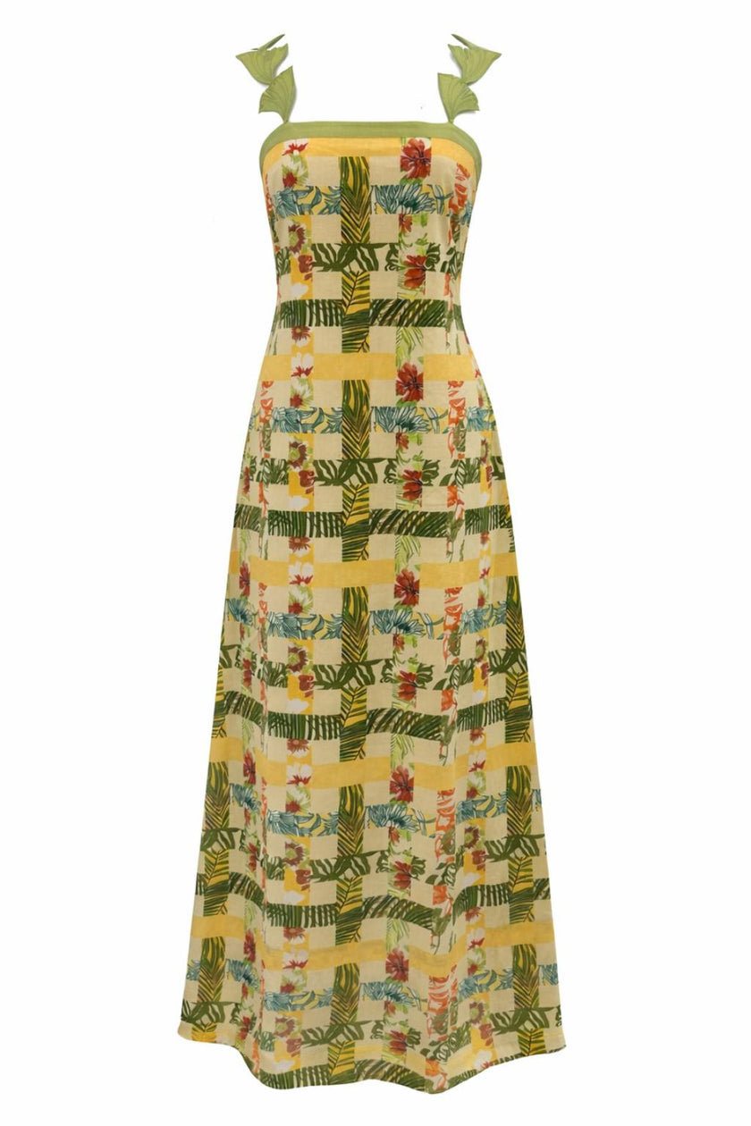 Raleigh Yellow Multi Checkmate Midi Dress