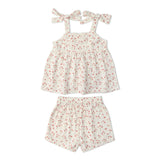 Organic Tie Up Top & Shorts Set - Pink Bloom