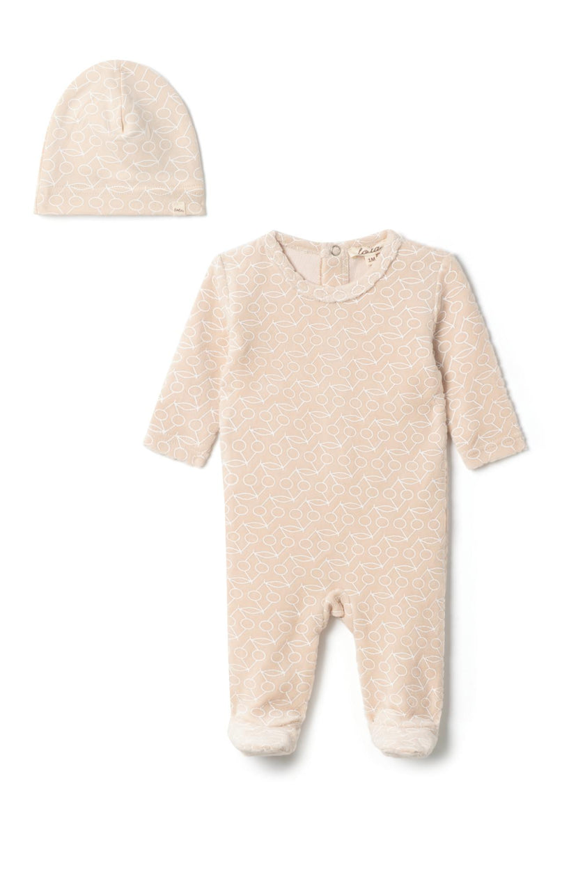 Cherry Print Velour Onesie