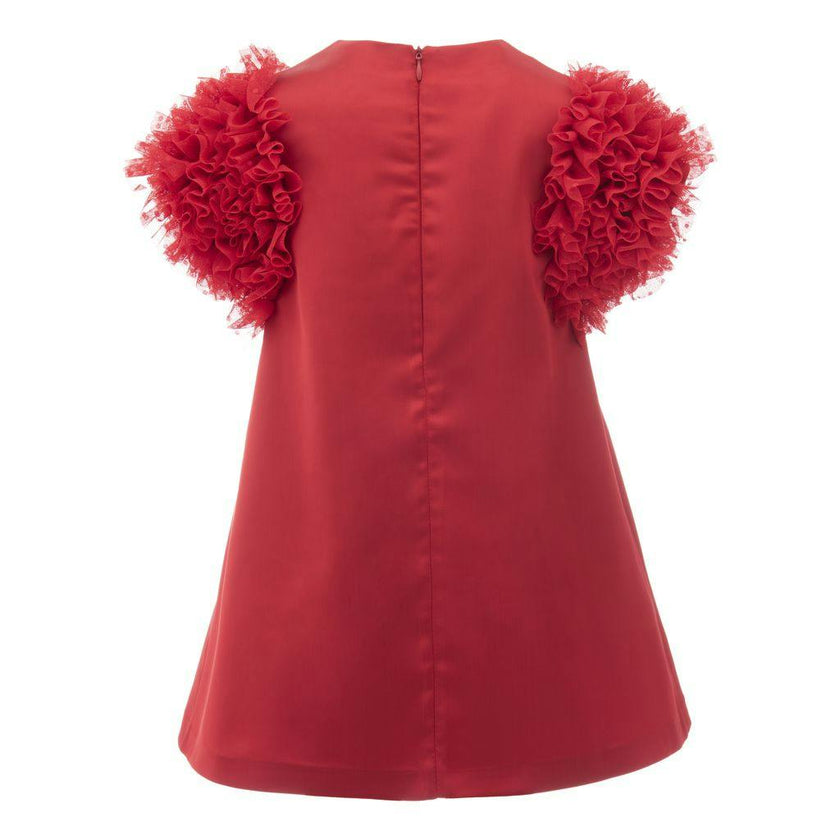 Red Ruffle Sleeve Dress