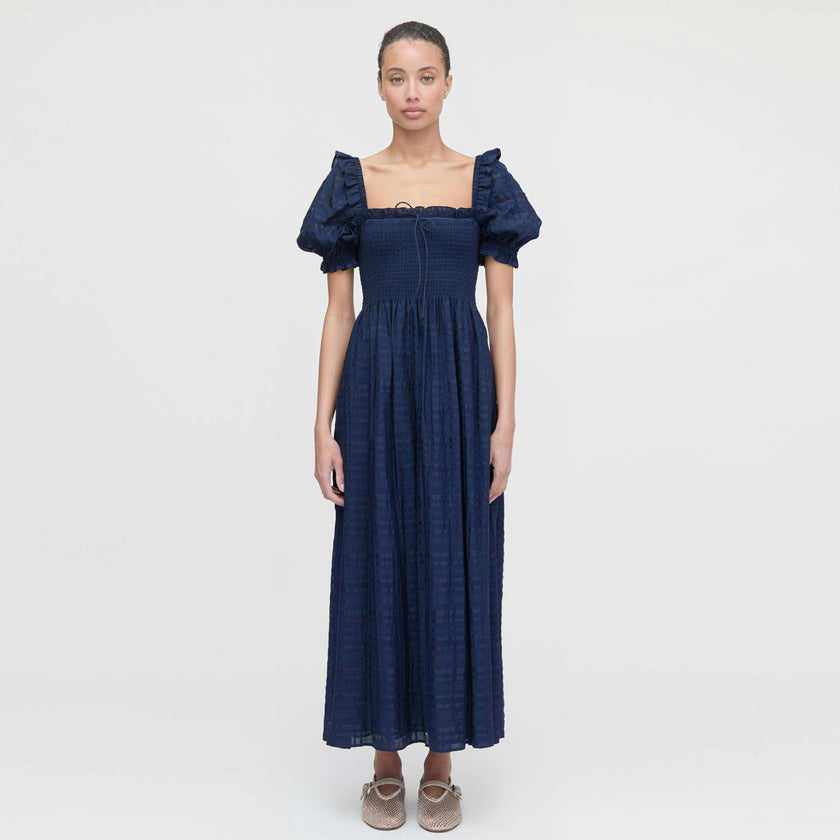 The Scarlett Nap Dress - Navy Sheer Plaid
