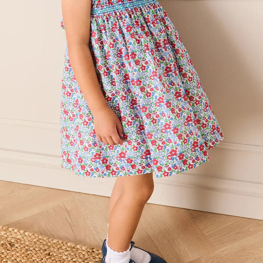 Emilia Floral Embroidered Collar Sleeveless Dress in Red (12mths- 10yrs)