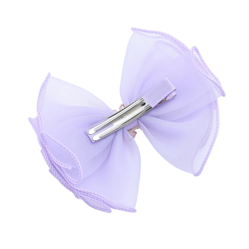 Multicolor Pearl Cluster Bow Clip Set