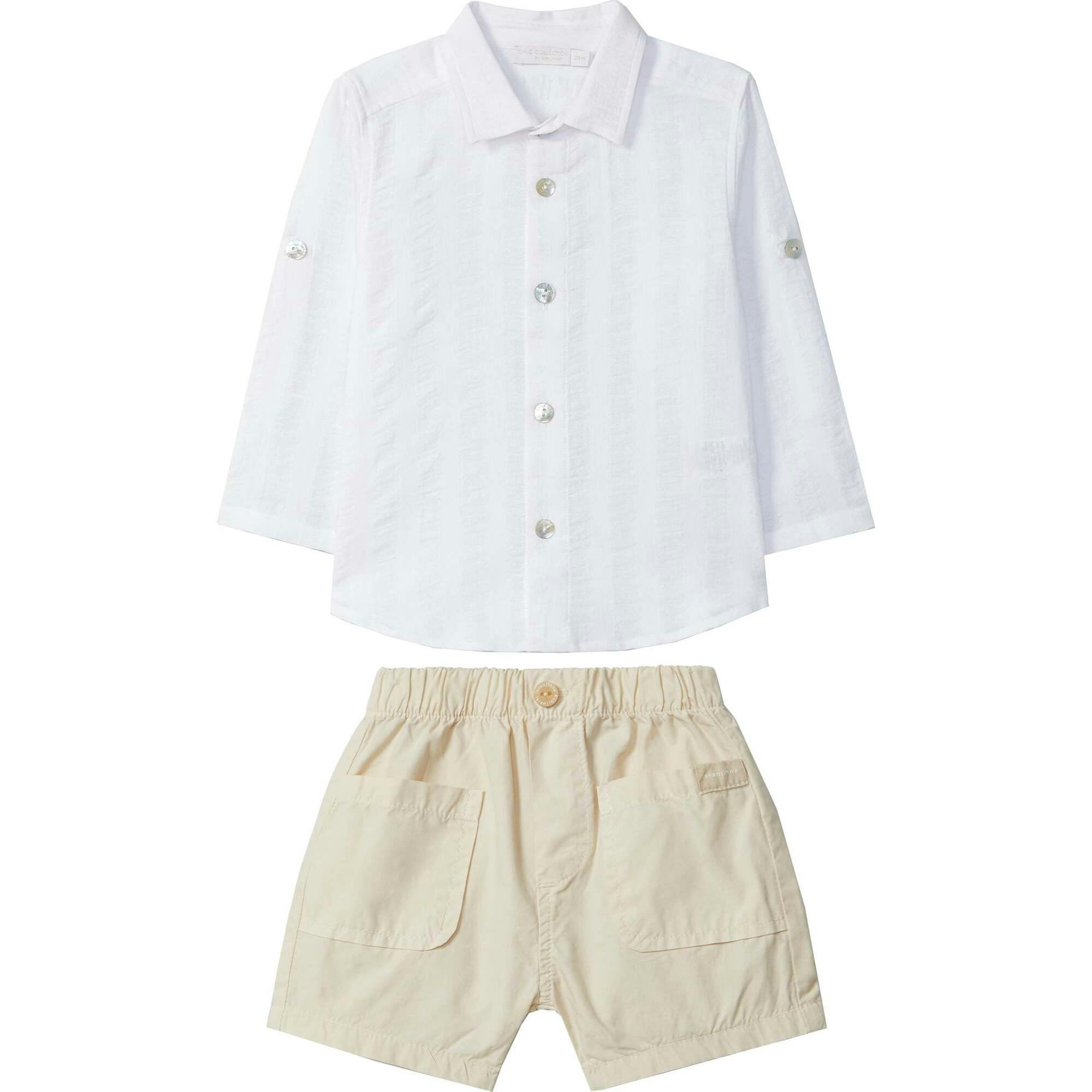 LARANJINHA Beach Vibes Baby Set - White & Sand