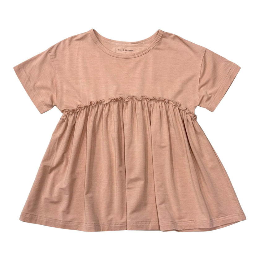 Girls Loose Short Sleeve Top in Rose Cloud