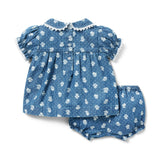 Baby Floral Chambray Matching Set, blue
