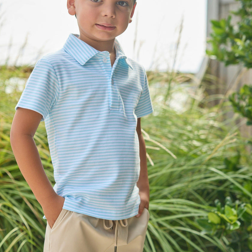 Short Sleeve Polo - Sky Stripe