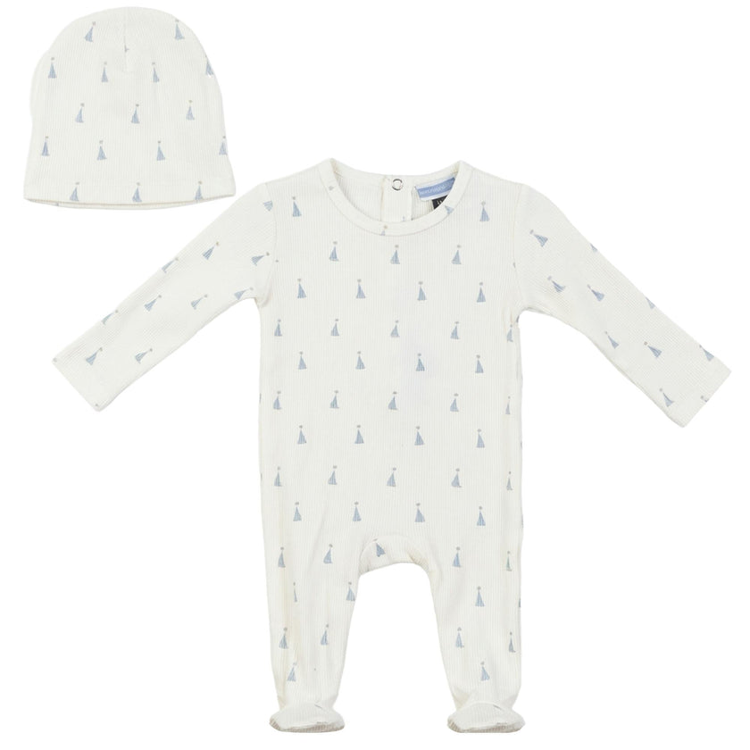 Bow/Sail Boat Print Onesie and Hat