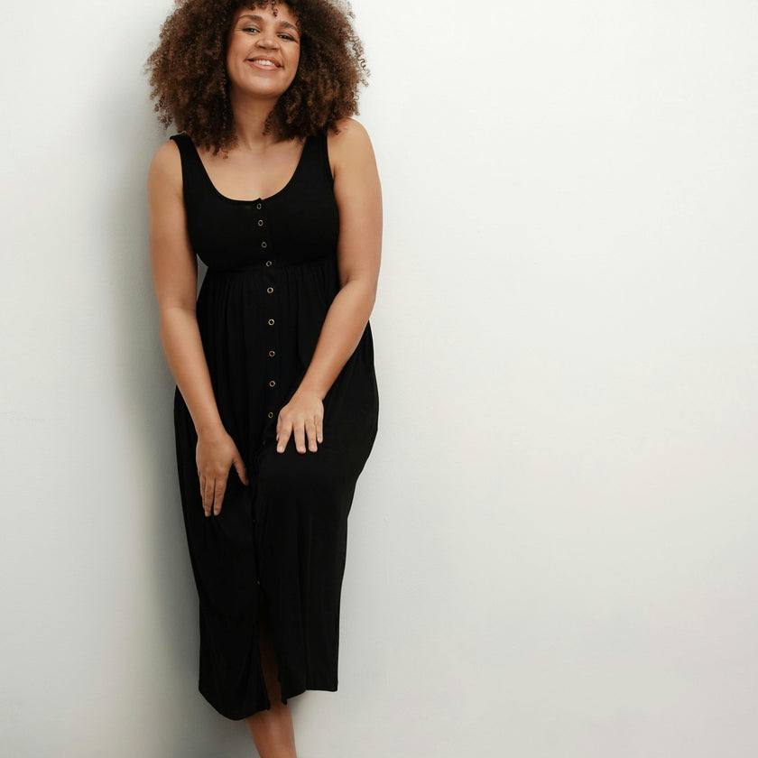 Women's Maternity Ribbed Modal Henley Dress