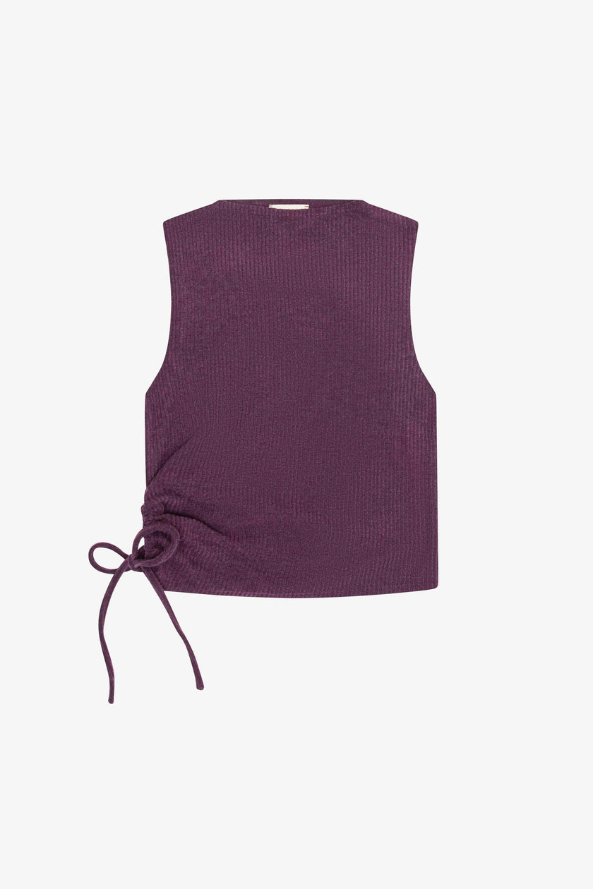 Tenly Hacci Rib  Drawstring Muscle Tank