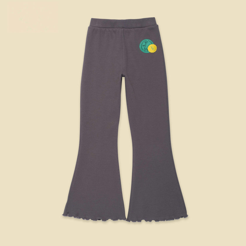 Ribbed Flares in Midnight Slate