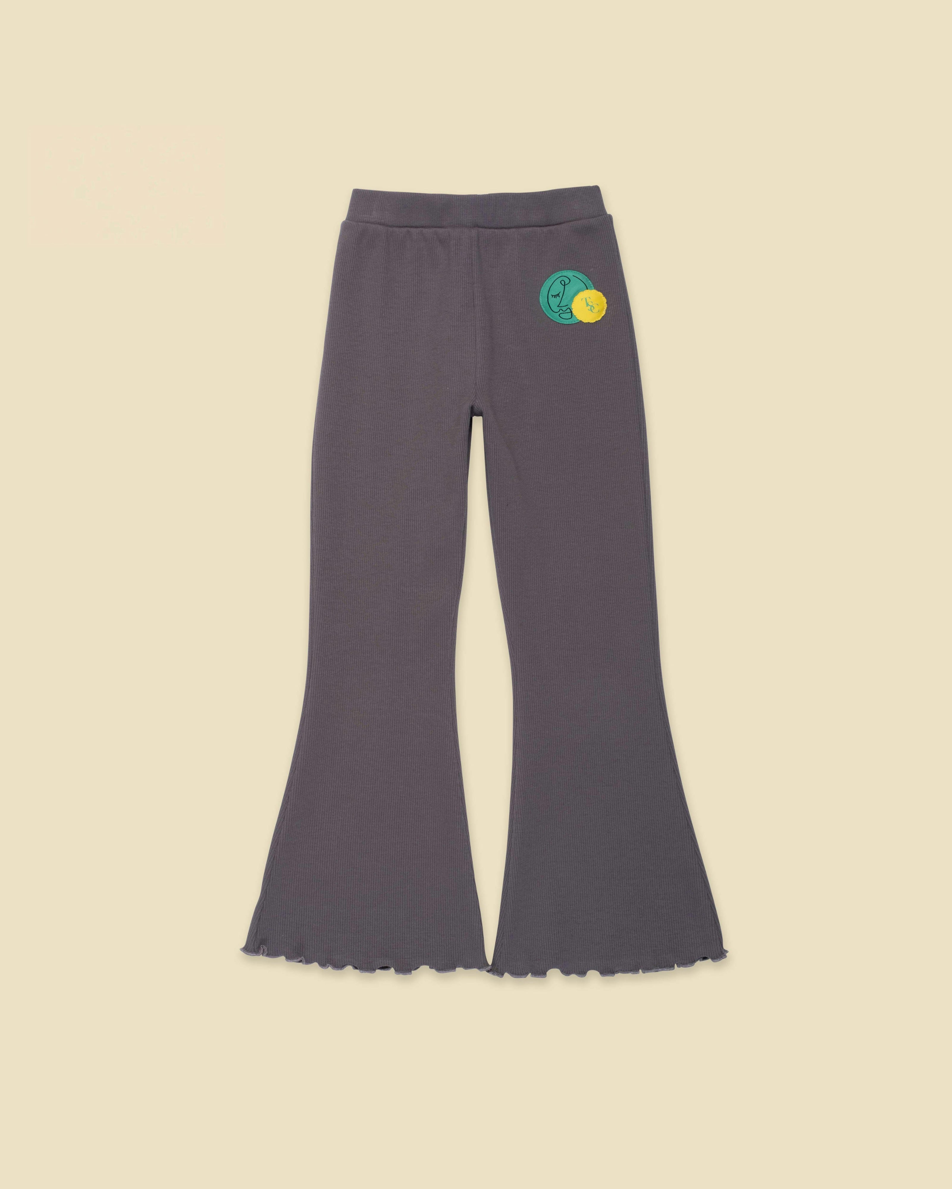Ribbed Flares in Midnight Slate