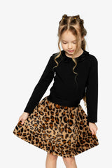 Faux Fur Skirt Brown Leopard Print