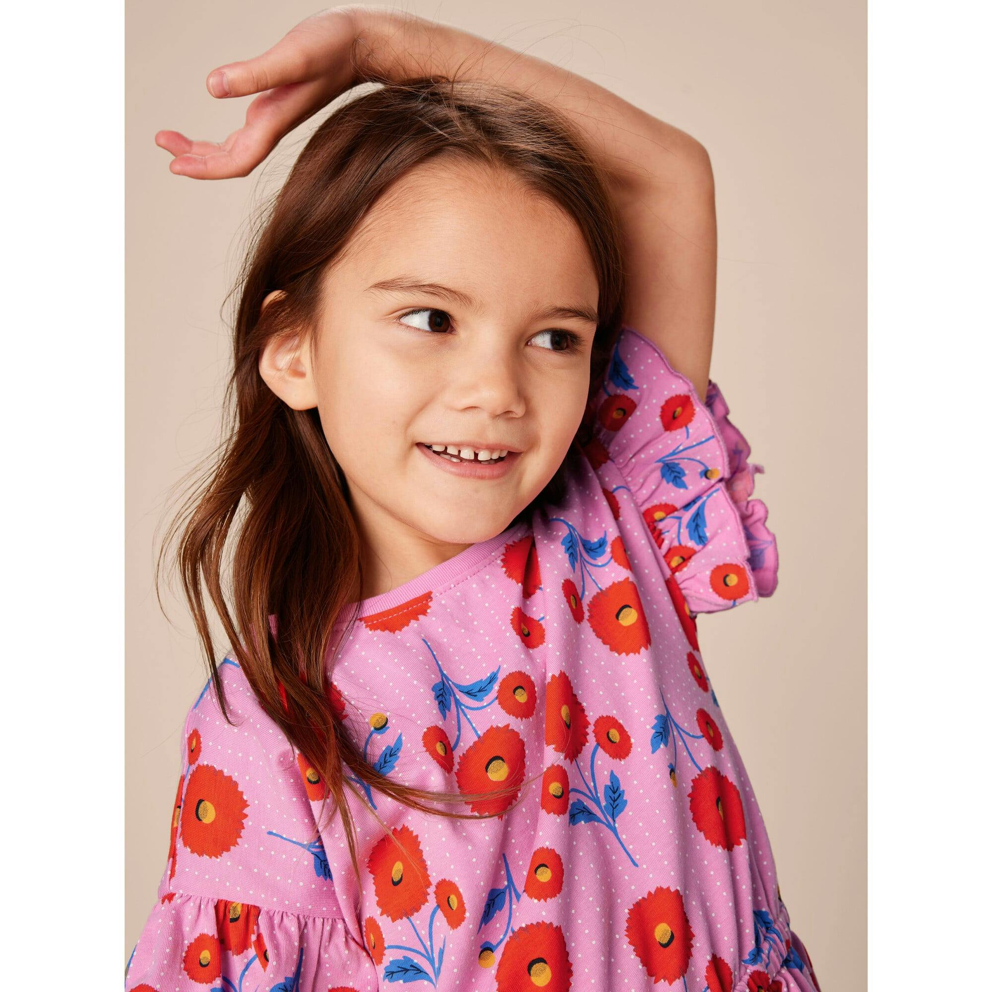 Tie Waist Short Flutter Sleeve Dress, Pink